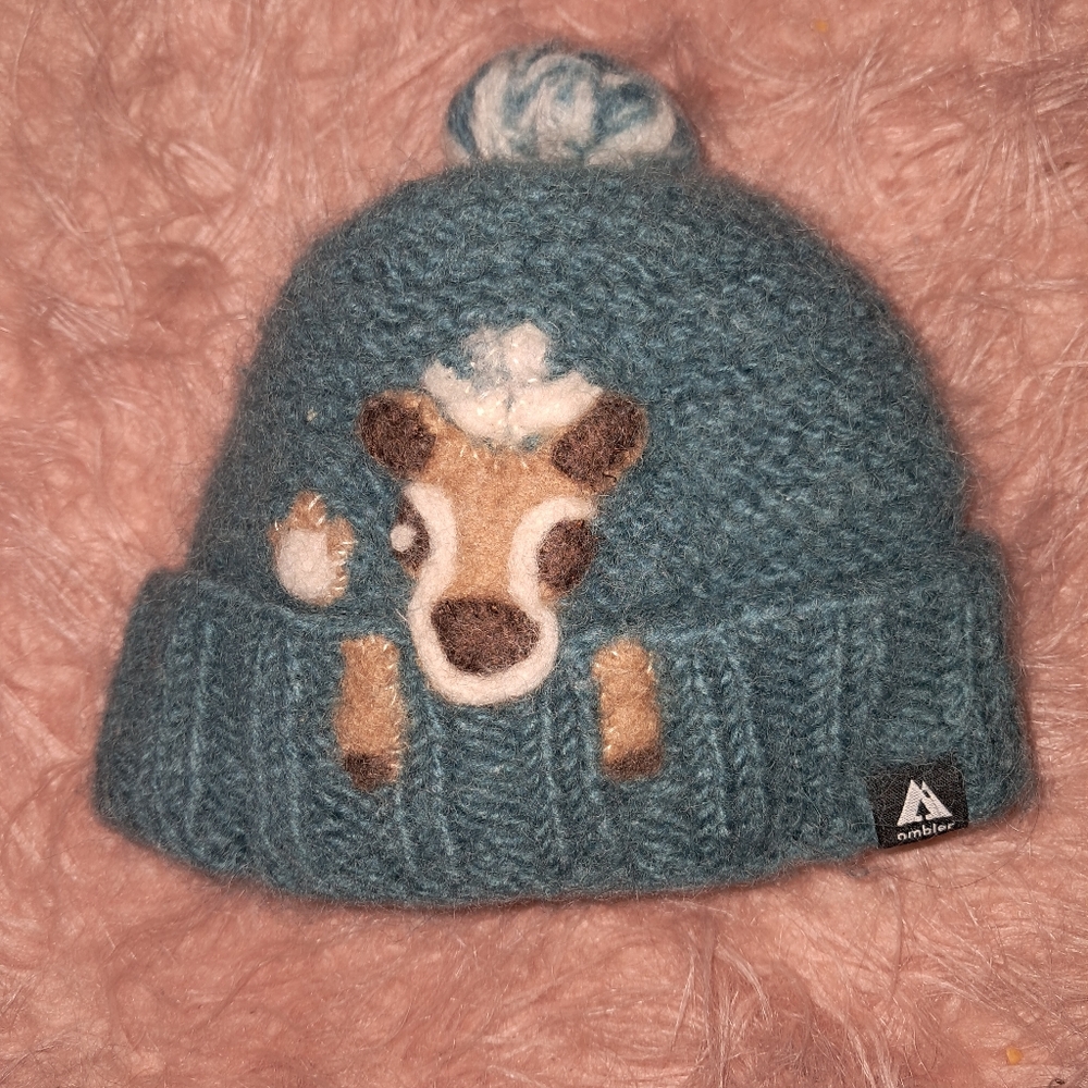 Wool Knit Hat with Playful Animal Design